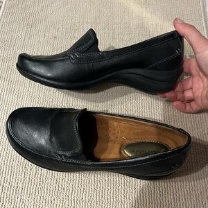 Hush Puppies Black Leather Loafers